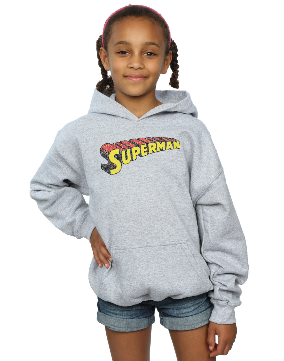 DC Comics Girls Superman Telescopic Crackle Logo Hoodie - Picture 10 of 13