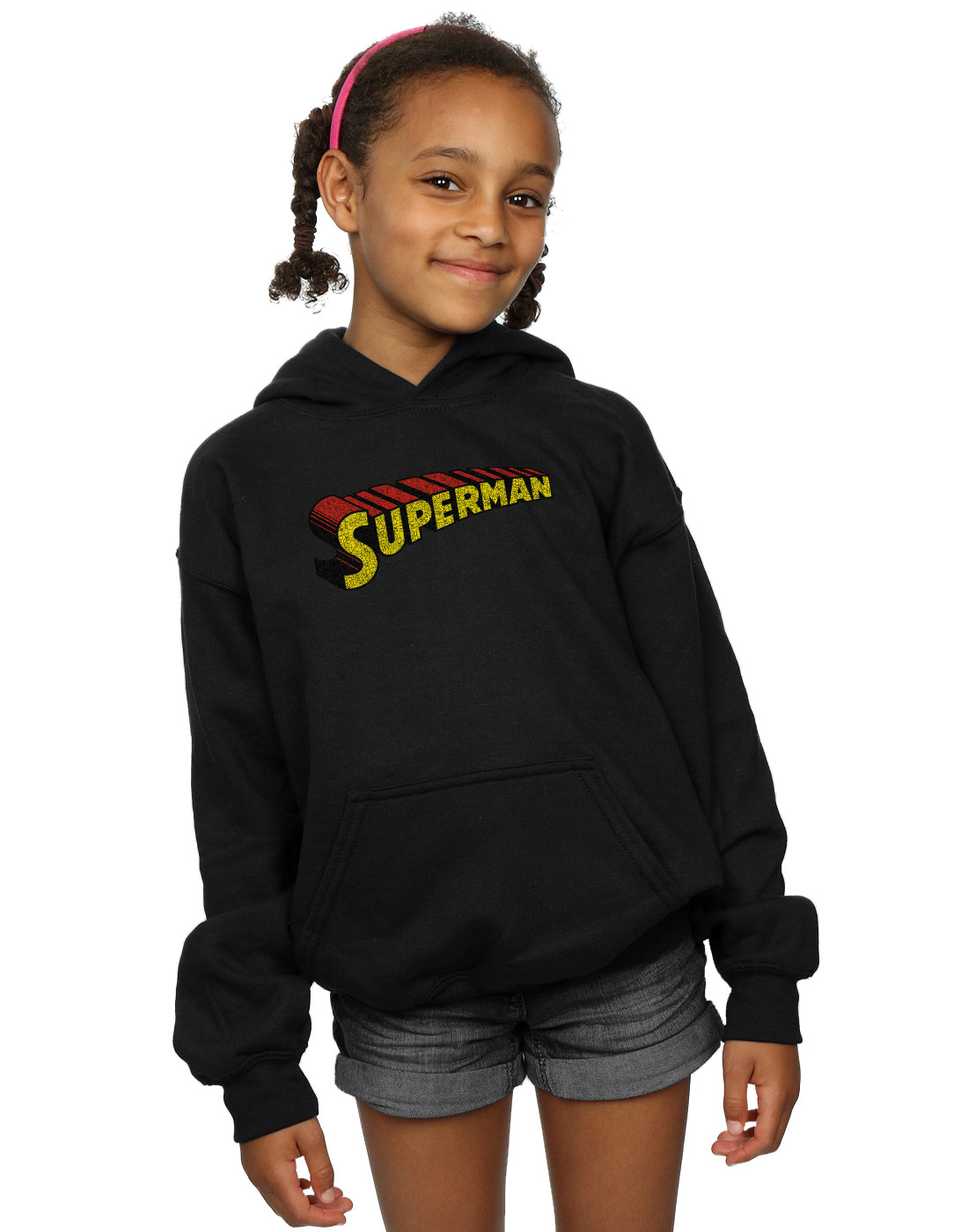 DC Comics Girls Superman Telescopic Crackle Logo Hoodie - Picture 6 of 13
