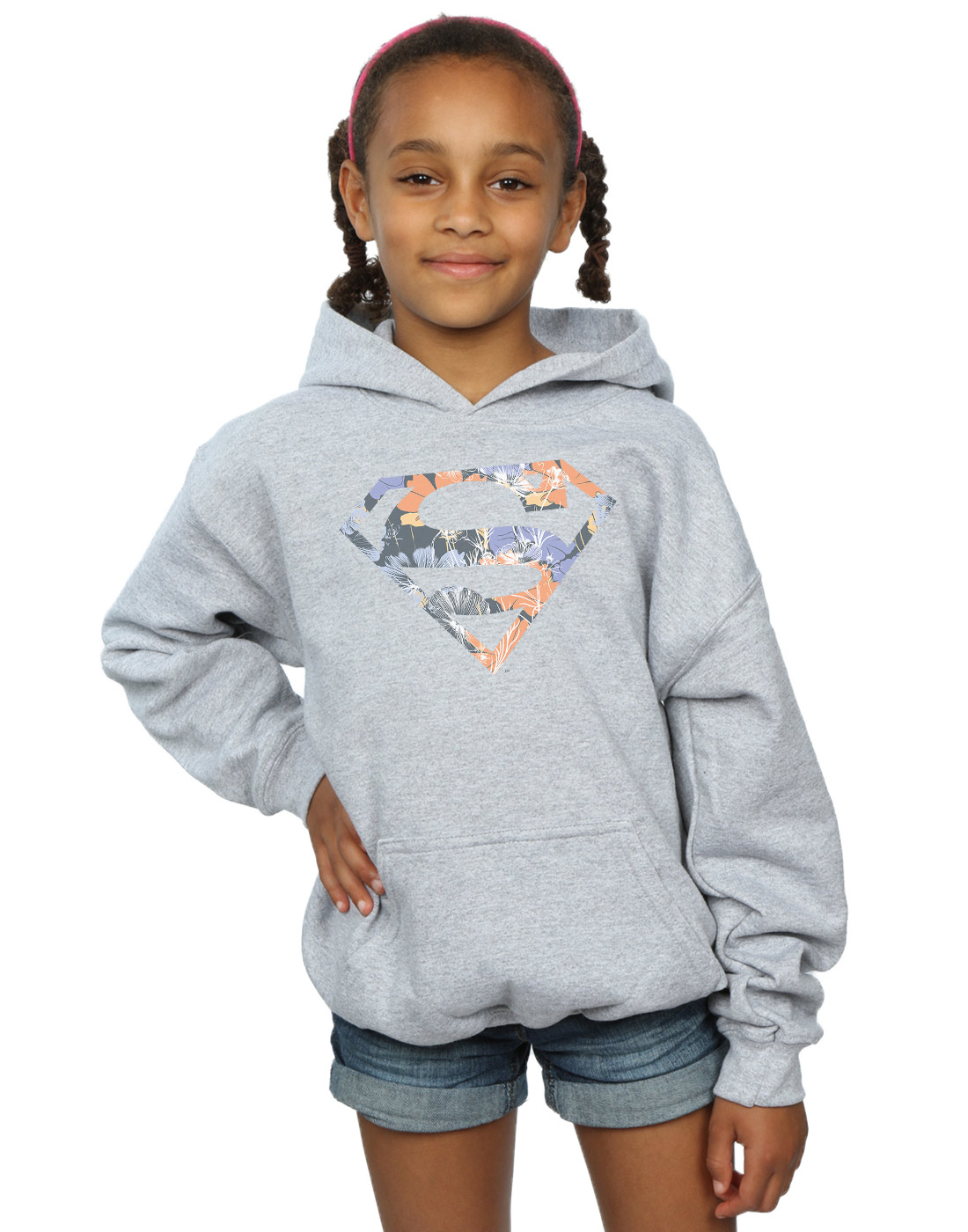 DC Comics Girls Superman Floral Logo 2 Hoodie - Picture 10 of 13