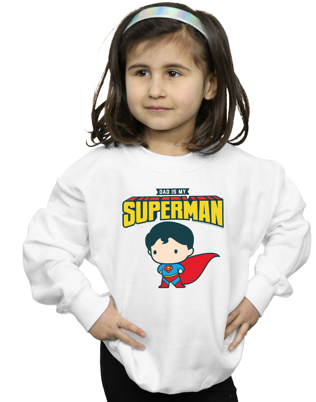 DC Comics Girls Superman My Dad Is My Hero Sweatshirt - Picture 6 of 7