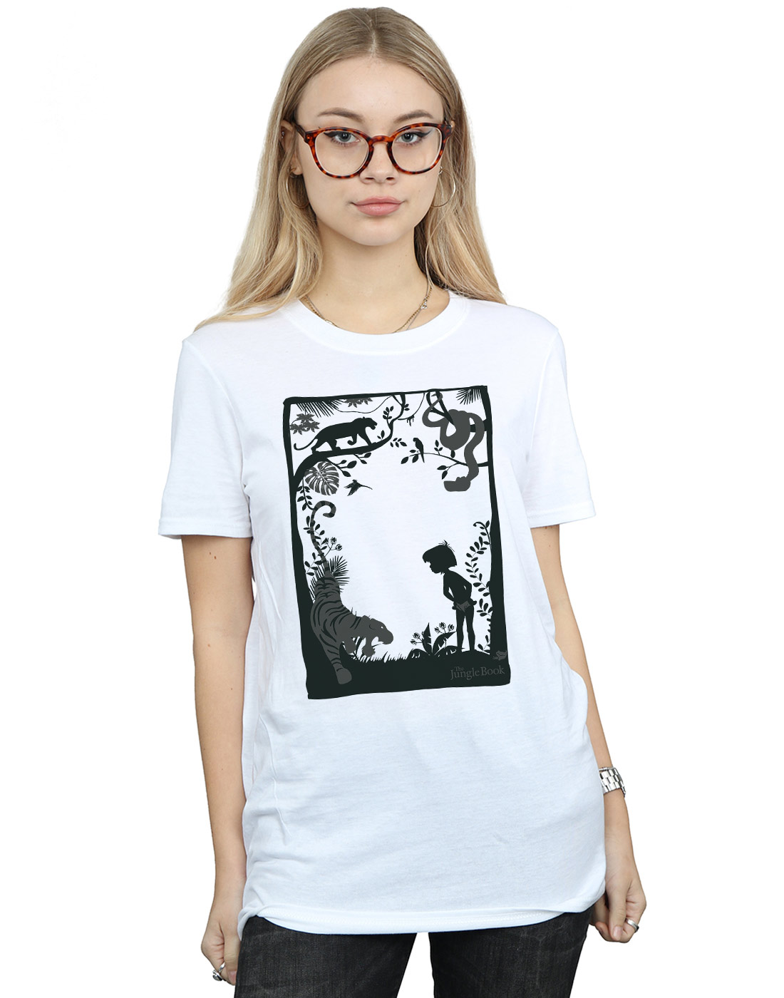 Disney Women's The Jungle Book Silhouette Poster Boyfriend Fit T-Shirt - Picture 6 of 29