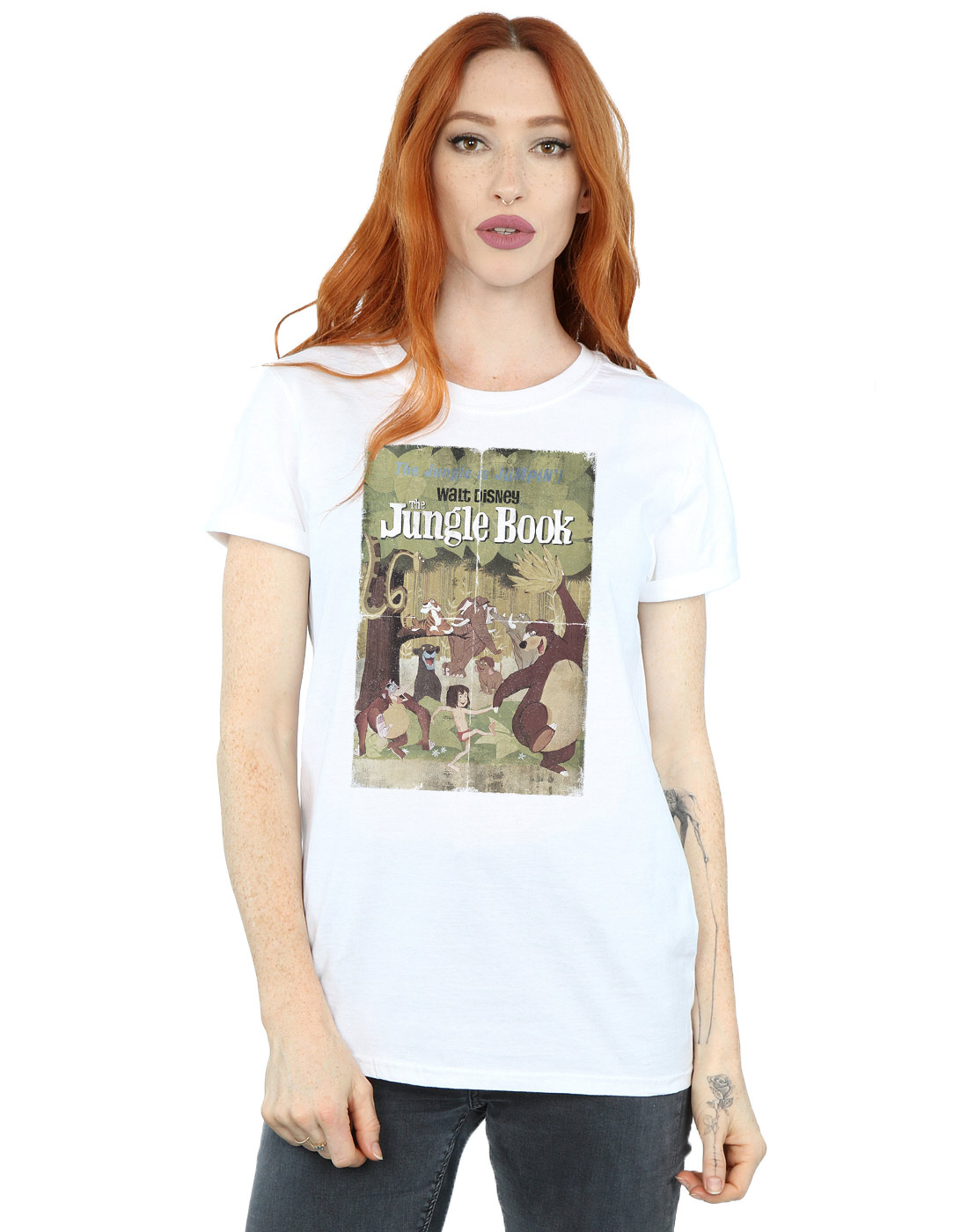 Disney Women's The Jungle Book Retro Poster Boyfriend Fit T-Shirt - Picture 10 of 13