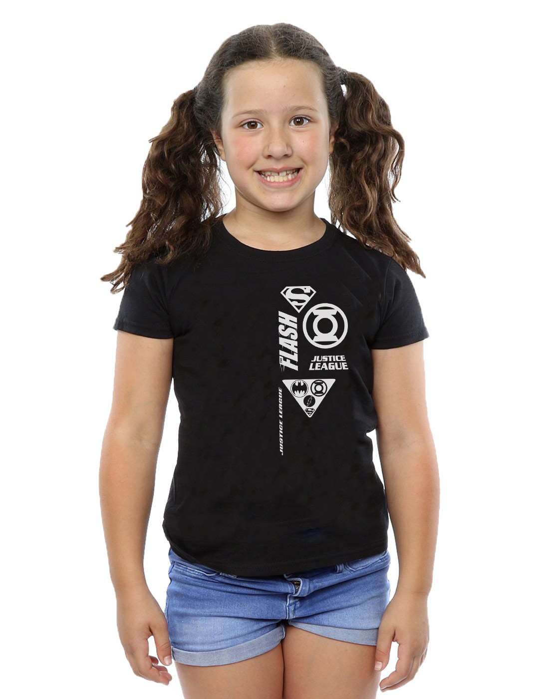 DC Comics Girls Justice League Chest Icons T-Shirt - Picture 4 of 9