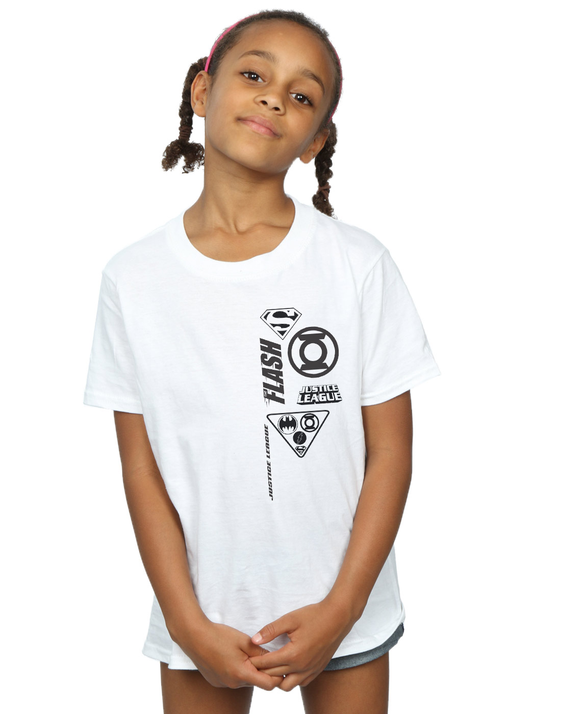 DC Comics Girls Justice League Chest Icons T-Shirt - Picture 8 of 9