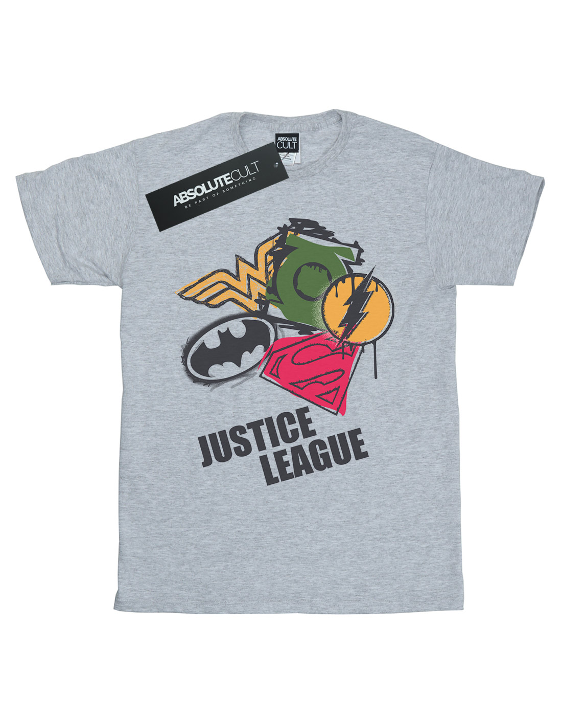DC Comics Girls Justice League Spray Logos T-Shirt - Picture 7 of 7
