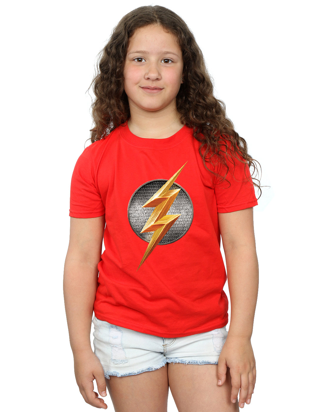 DC Comics Girls Justice League Movie Flash Emblem T-Shirt - Picture 10 of 21