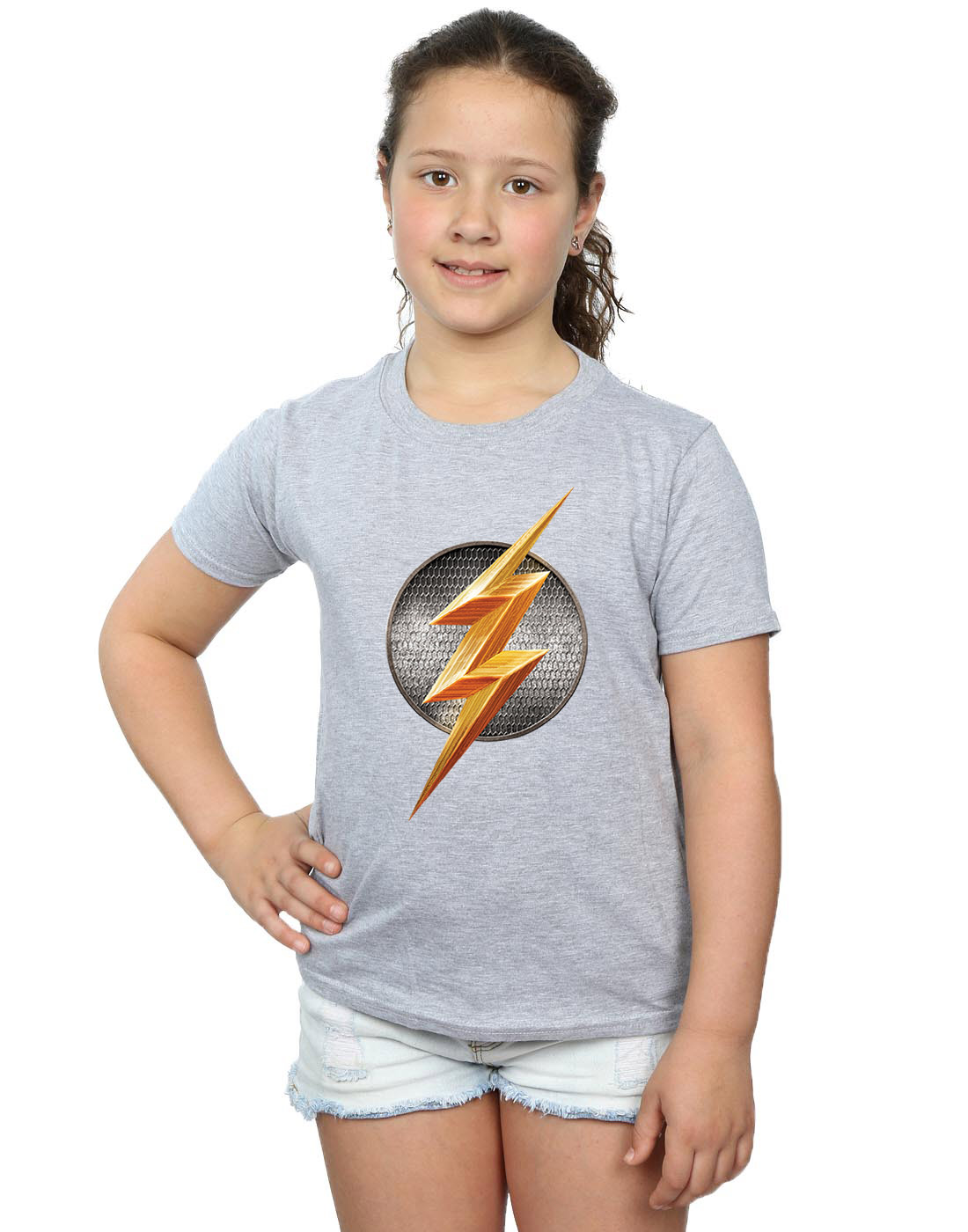 DC Comics Girls Justice League Movie Flash Emblem T-Shirt - Picture 14 of 21