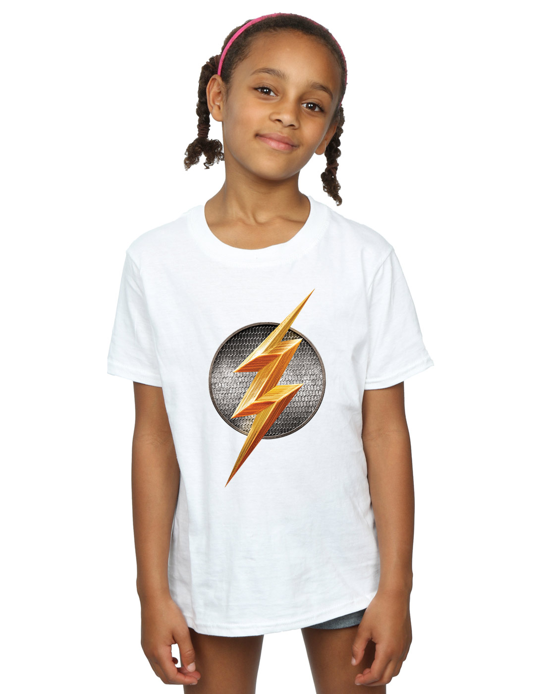 DC Comics Girls Justice League Movie Flash Emblem T-Shirt - Picture 18 of 21