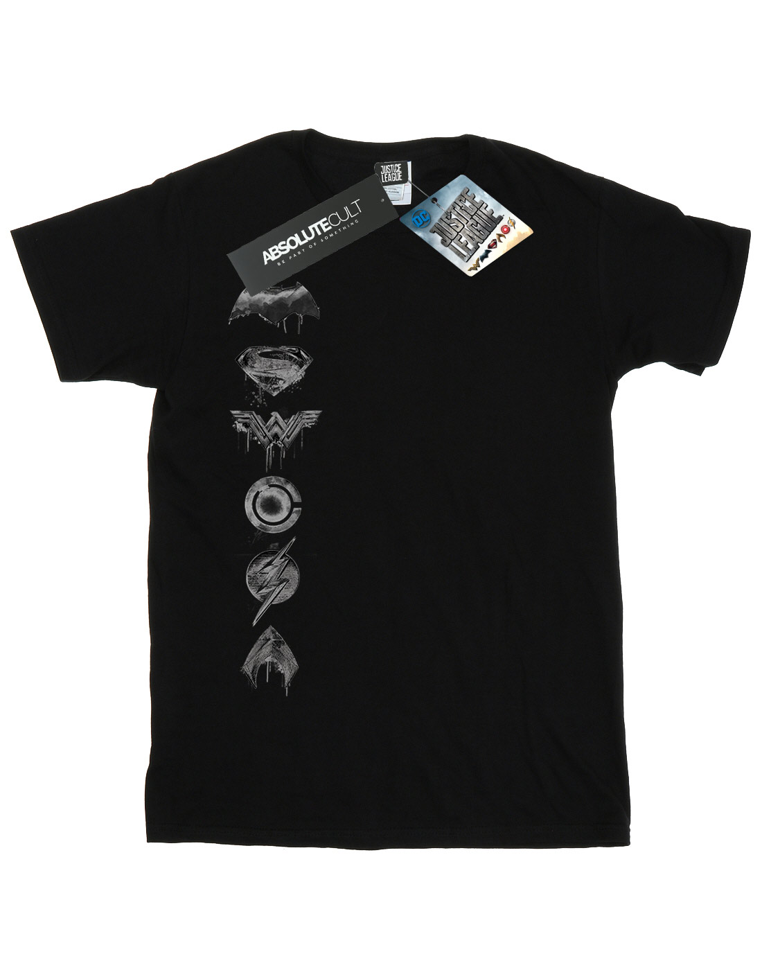 DC Comics Girls Justice League Movie Sprayed Emblems T-Shirt - Picture 7 of 21