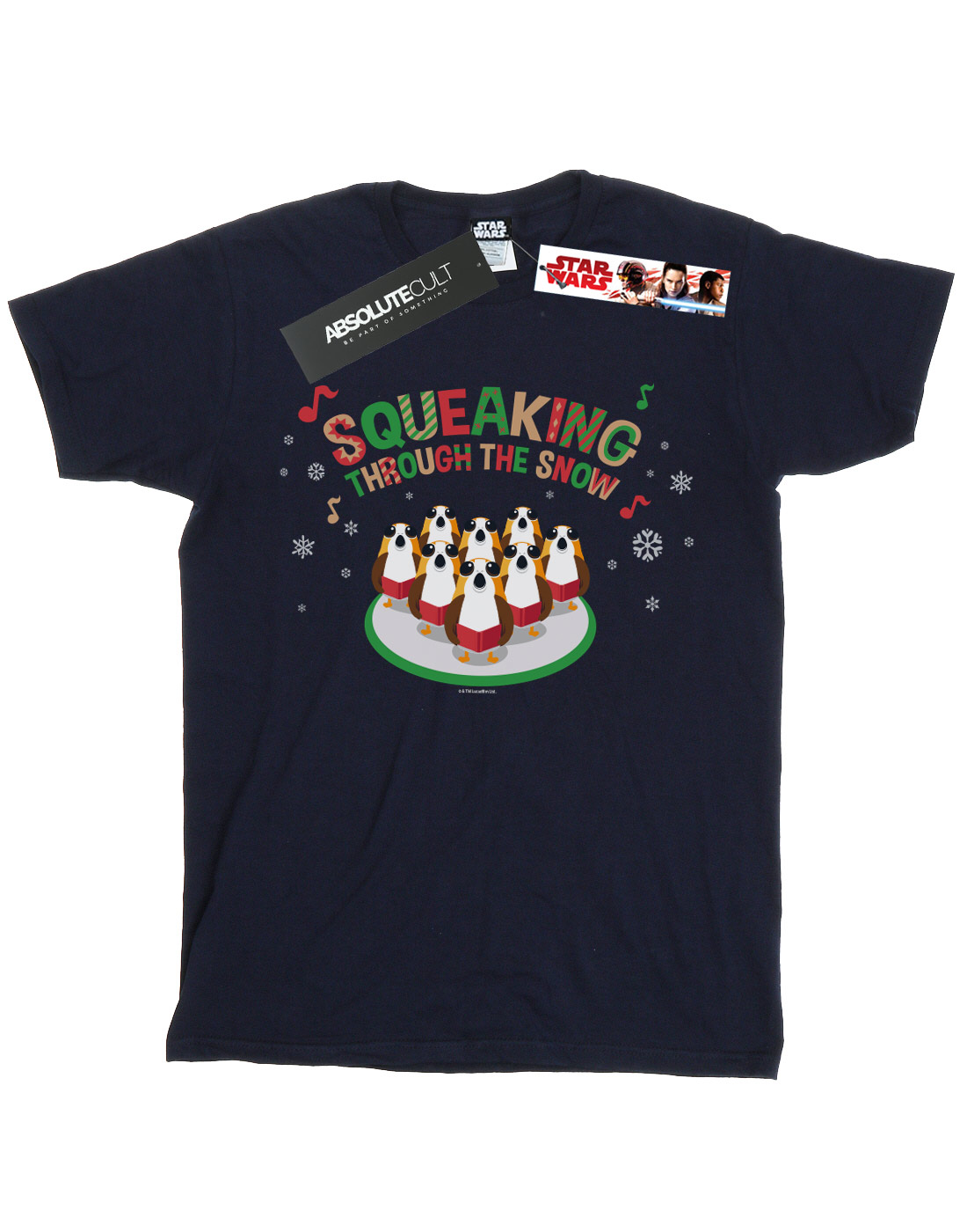 Star Wars Boys The Last Jedi Porgs Squeaking Through The Snow T-Shirt - Picture 7 of 13