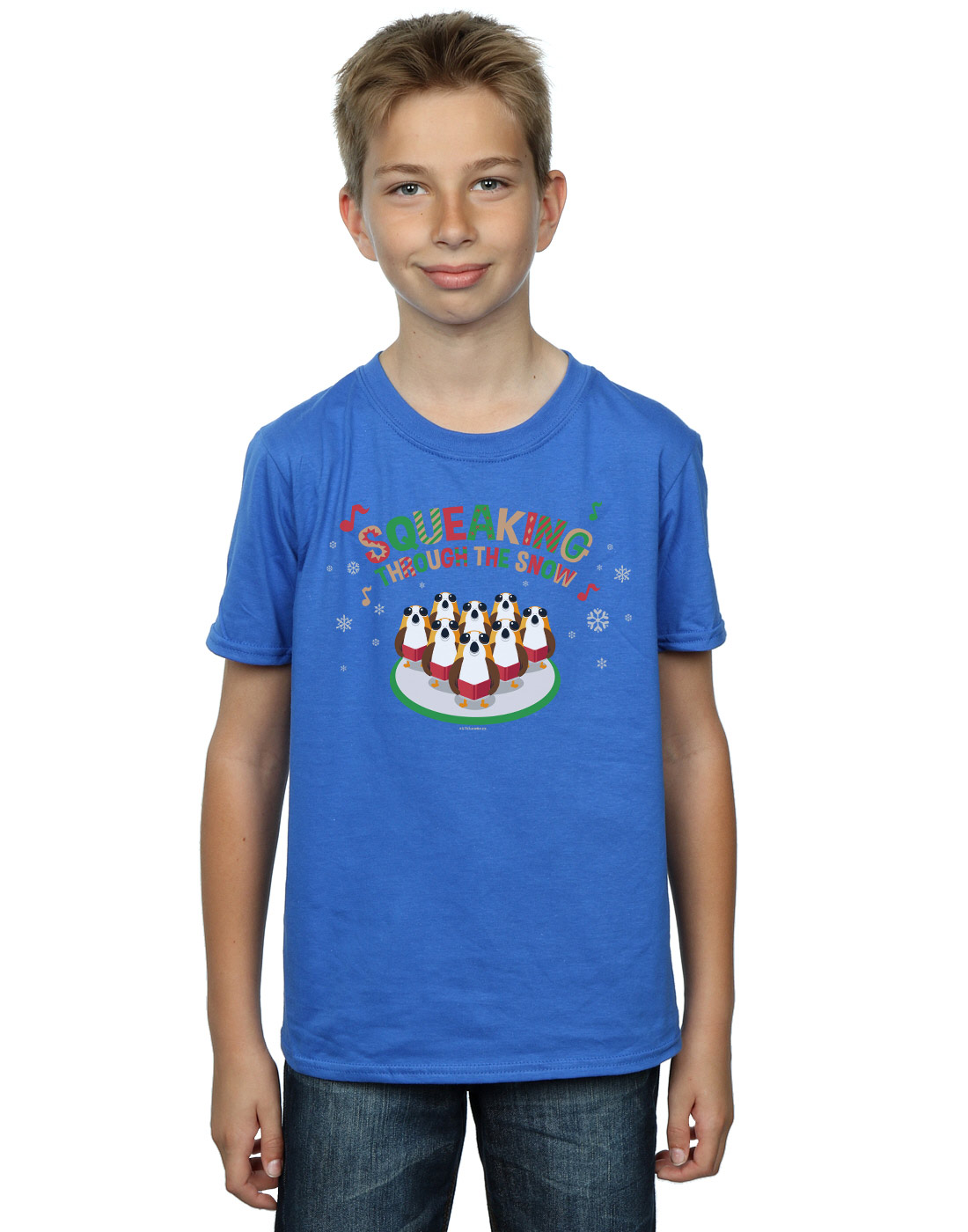 Star Wars Boys The Last Jedi Porgs Squeaking Through The Snow T-Shirt - Picture 8 of 13