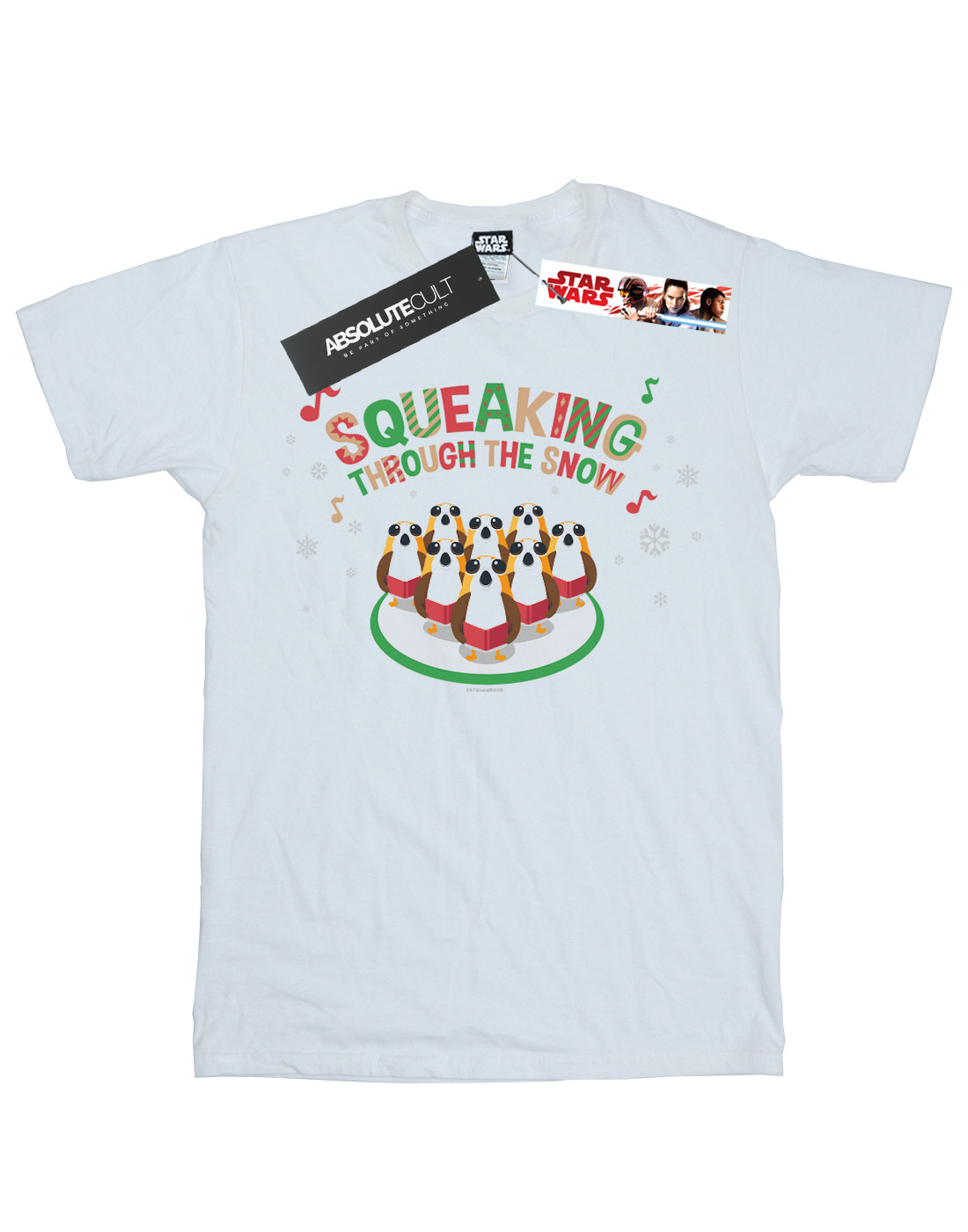 Star Wars Boys The Last Jedi Porgs Squeaking Through The Snow T-Shirt - Picture 13 of 13
